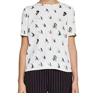 Ted Baker London Colour By Numbers Idel Fly Fish Pleat-back Top In Ivory Size 2